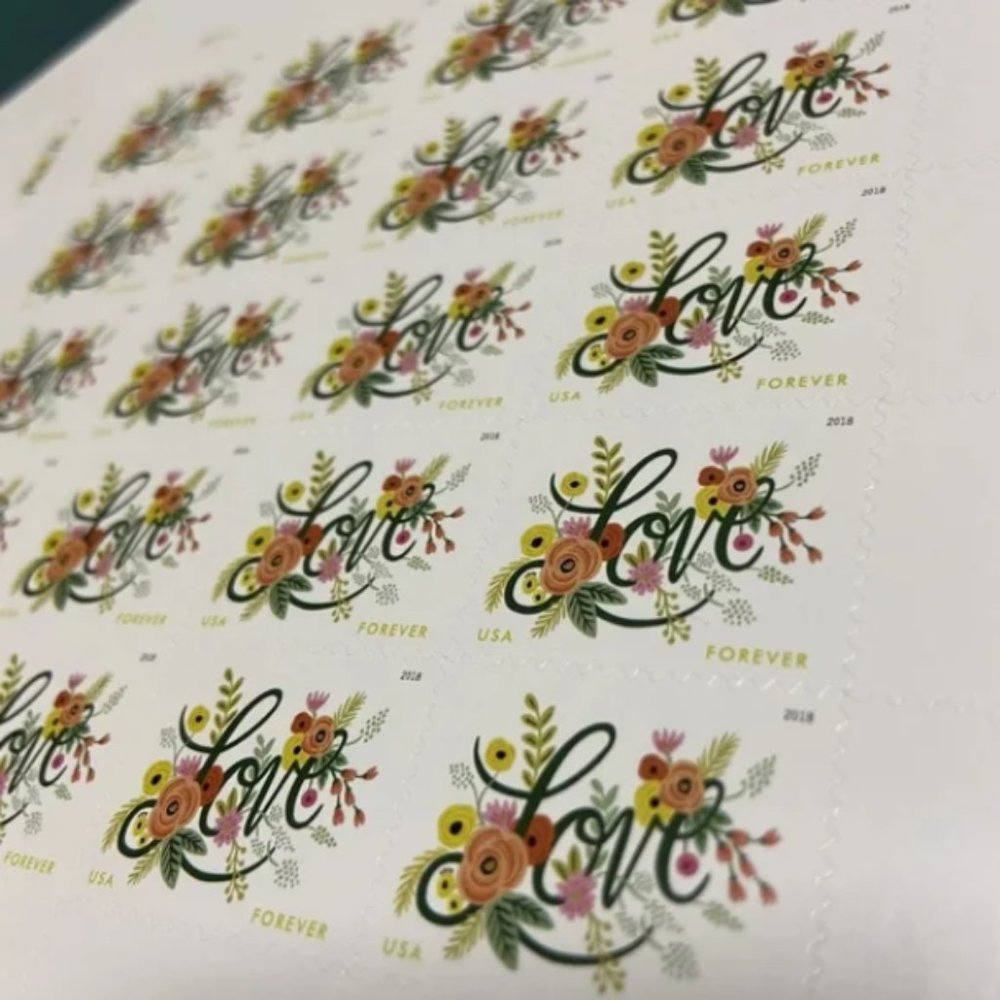 500 Love Flourishes 2018 Forever Postage Stamps USPS Valentines Wedding Party